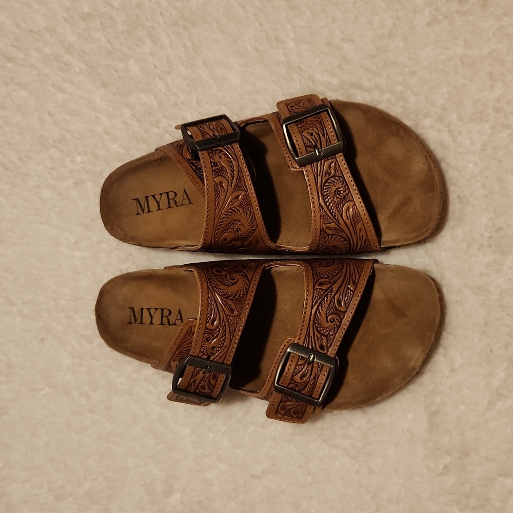 Myra Leather Tooled Sandals